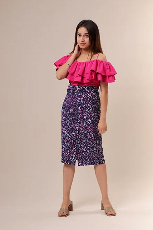 Polka Dot Skirt With Pink Top